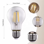 led a60 filament bulb 2w/4w/6w/8w energy saving ra80 for restaurant bar with glass cover