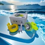 led diving headlamp 100w/120w/130w ip68 80m depth for diving with green cover