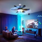 led music fan light 32w bluetooth speaker for living room with abs shell