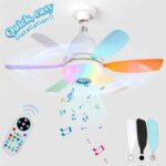 led music fan light 32w bluetooth speaker for living room with abs shell