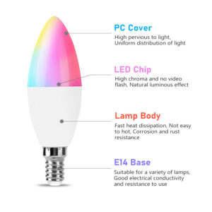 led smart bulb c35 5w ra80 for home/bar with pc cover