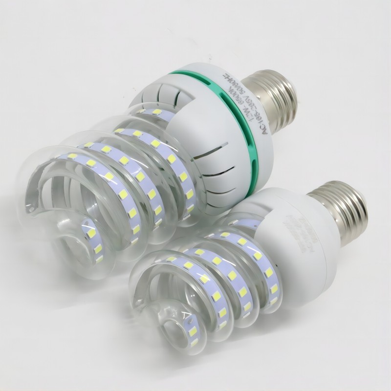 led spiral light 7w/9w/12w/16w/20w/24w/30w/36w ra80 for house/school/office with glass and pbt body